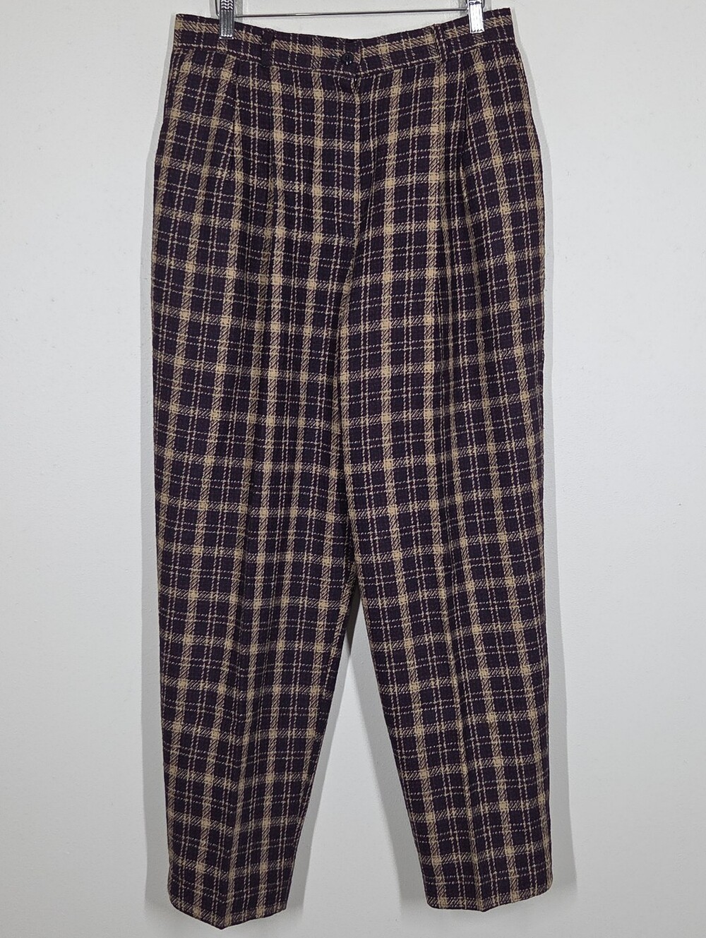 Vtg 90s Worthington Navy Red Plaid Tapered Pants 16W Preppy Academia Old Money